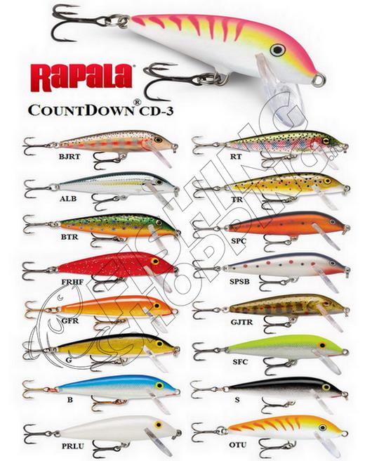 2 Rapala CD3-S Countdown Fishing Lures 